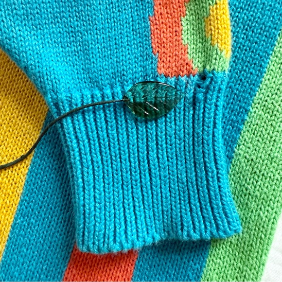 Vintage 80s/90s? I.B. Diffusion cotton blend funky blue mock neck sweater size M - Picture 10 of 14